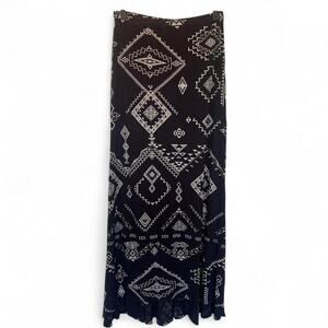 Billabong Tribal Print Maxi Skirt - Black/Gray Jersey Knit